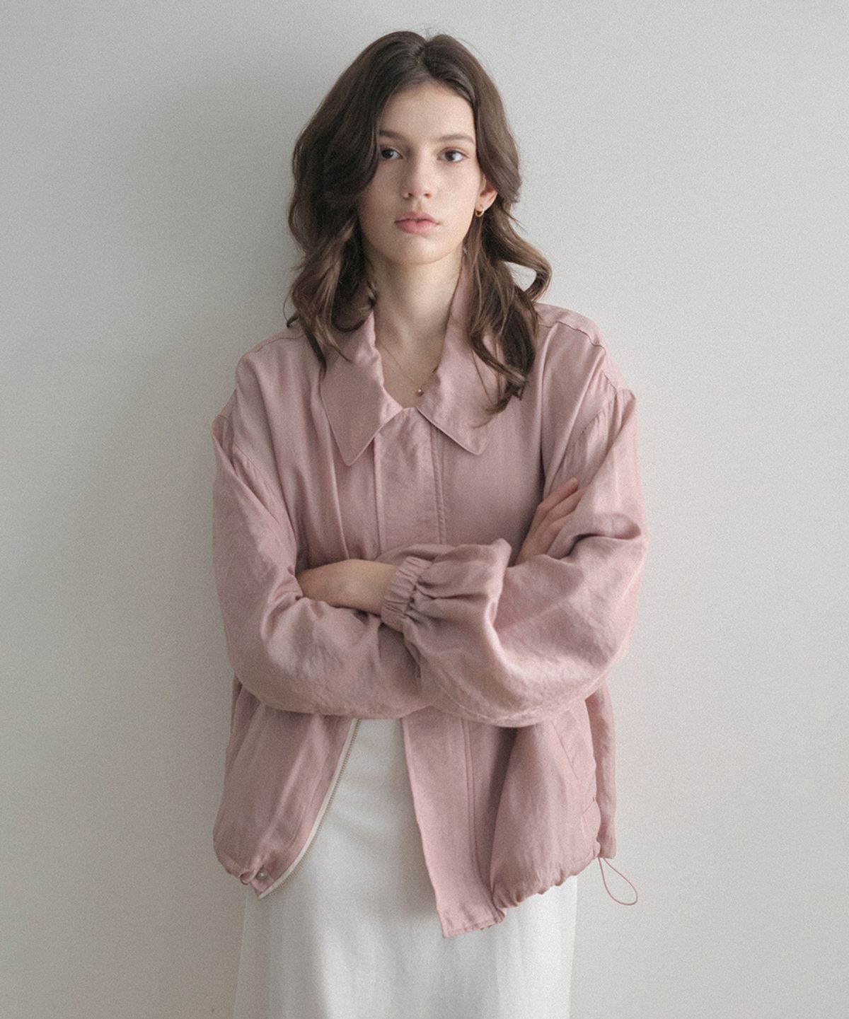 르나브(LENAV) esy satin kara wind Jacket (pink)
