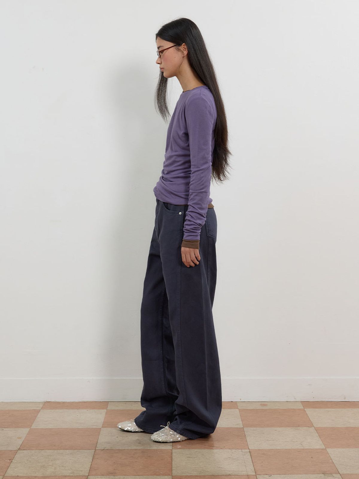 뮈뮈에르(MUEMUER) Side Panel semi wide Straight-Fit Denim Pants MU2678DN802M_DARK NAVY