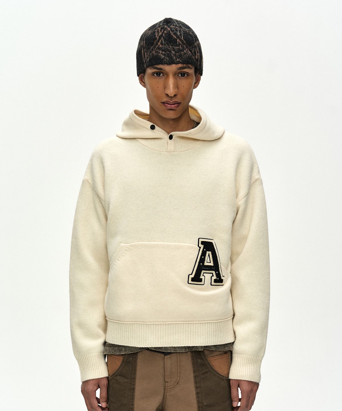 앤더슨벨(ADSB ANDERSSON BELL) UNISEX ADSB GEOMETRIC WOOL BEANIE (BLACK/BEIGE)