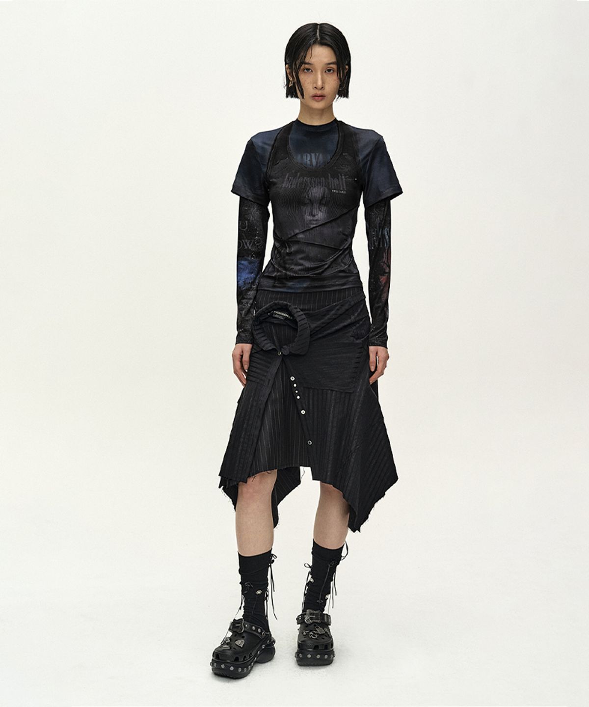 앤더슨벨(ADSB ANDERSSON BELL) ROCK ARCHIVE LAYERED T-SHIRT (BLACK)