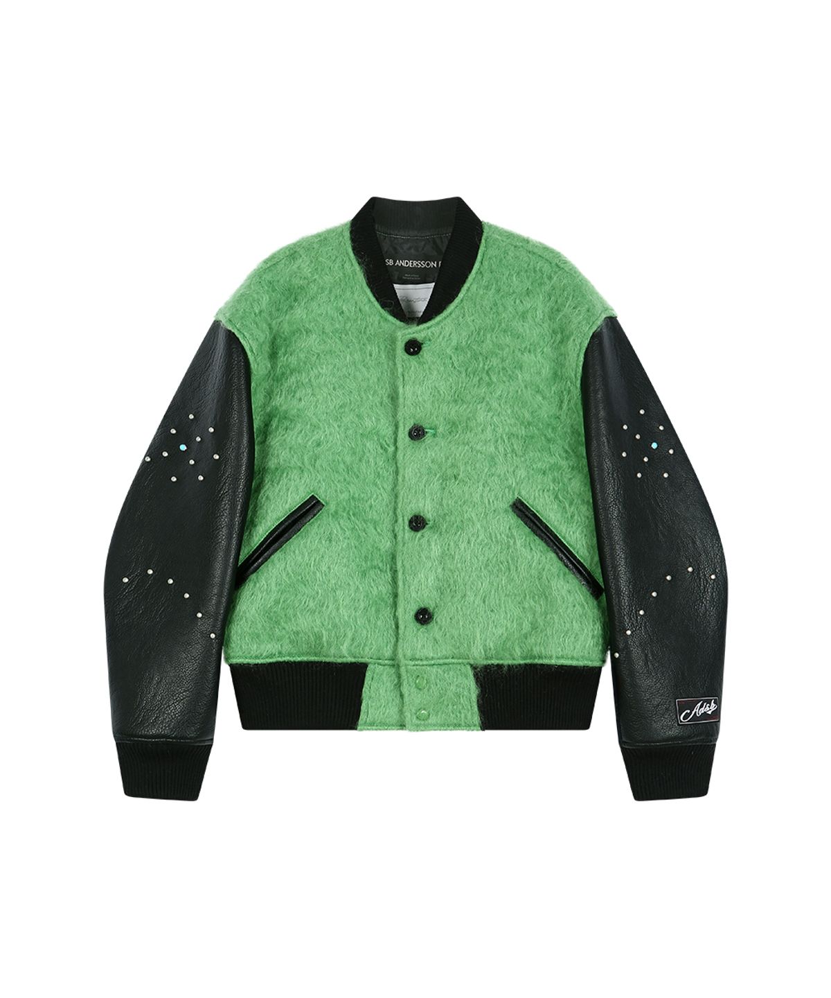 앤더슨벨(ADSB ANDERSSON BELL) LAWN HAIRY WOOL VARSITY JACKET (LICHEN GREEN)