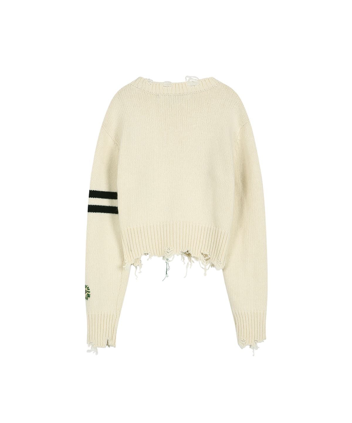 앤더슨벨(ADSB ANDERSSON BELL) (ESSENTIAL) DISTRESSED VARSITY PATCH SWEATER (CREAM)