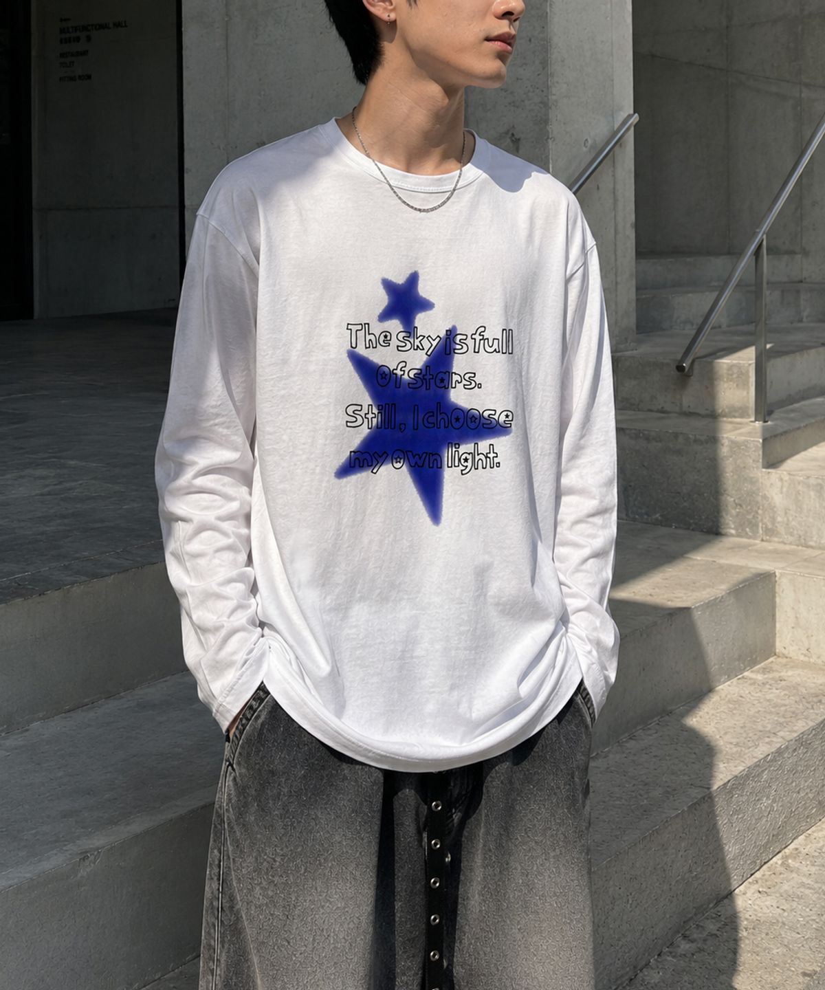 도톤(DOTON) OWN LIGHT LONG SLEEVE (White melange)