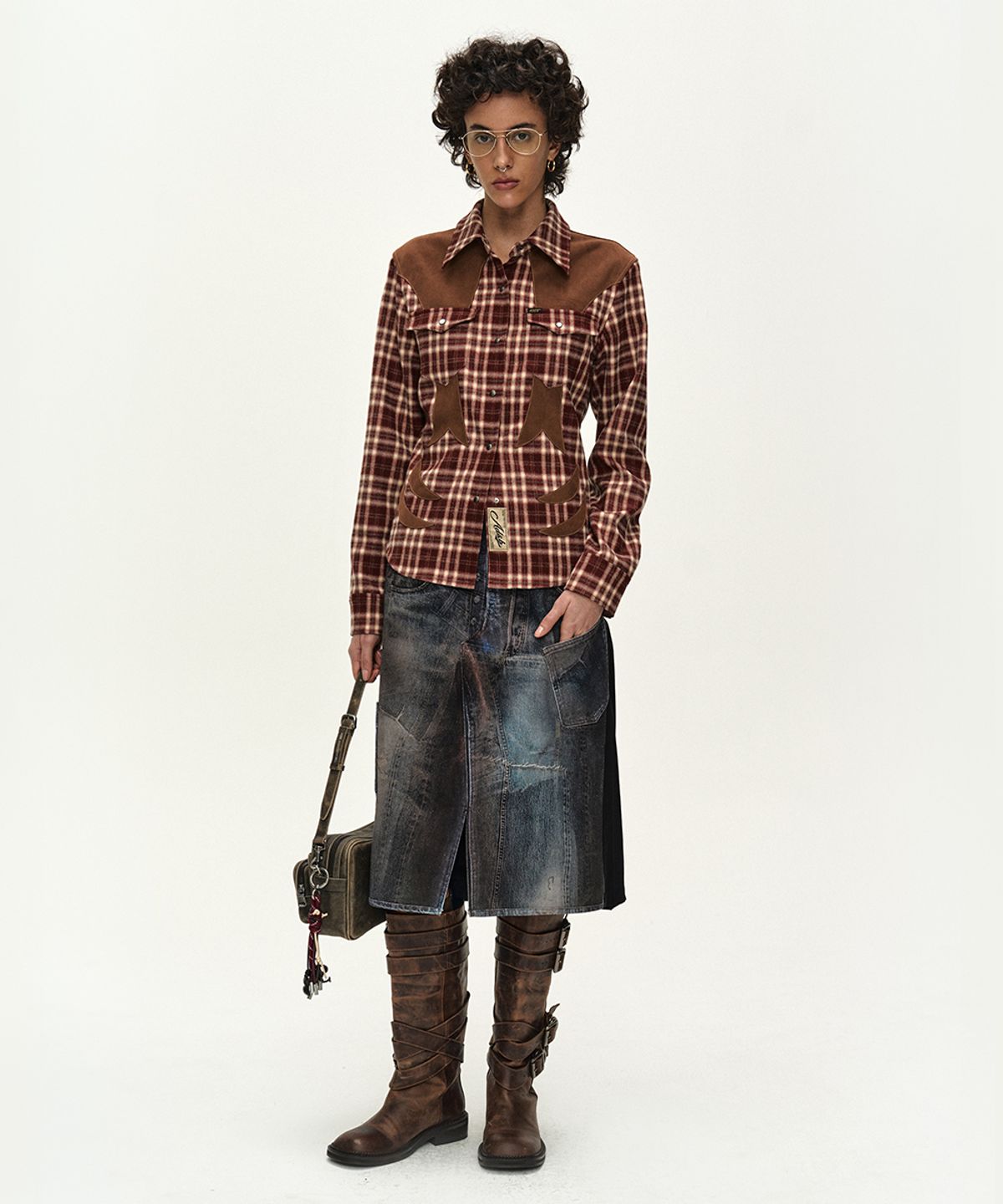 앤더슨벨(ADSB ANDERSSON BELL) CHECKERED WESTERN PATCHED SHIRT (RED)
