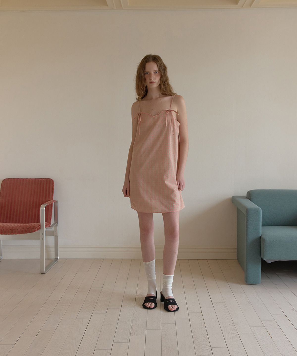 어패럴아카이브(APPAREL ARCHIVE) Louis check mini dress - Orange