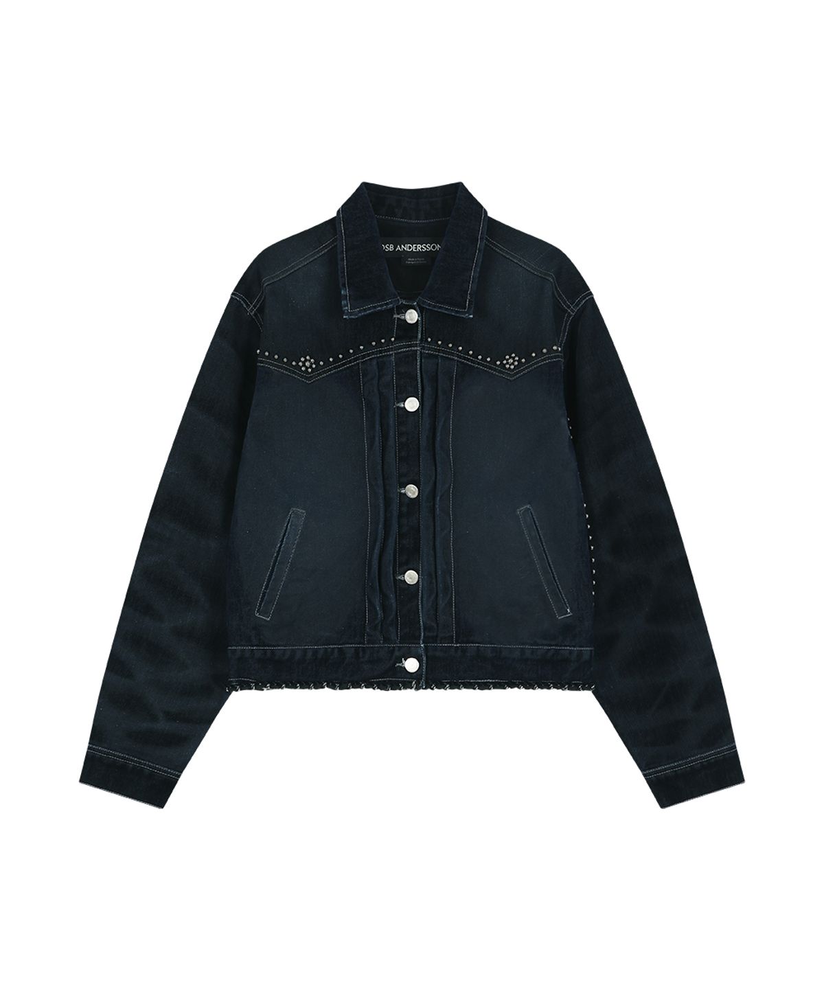 앤더슨벨(ADSB ANDERSSON BELL) STUDDED VELVET DENIM JACKET (BLACK/NAVY)