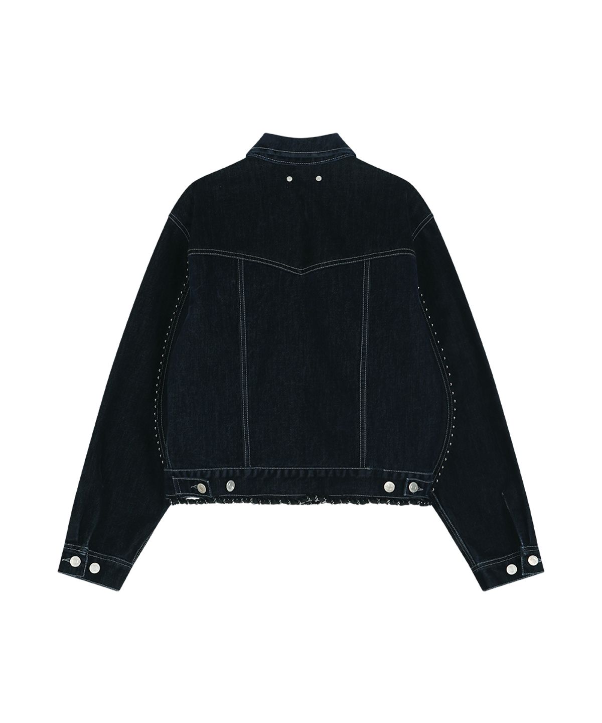 앤더슨벨(ADSB ANDERSSON BELL) STUDDED VELVET DENIM JACKET (BLACK/NAVY)