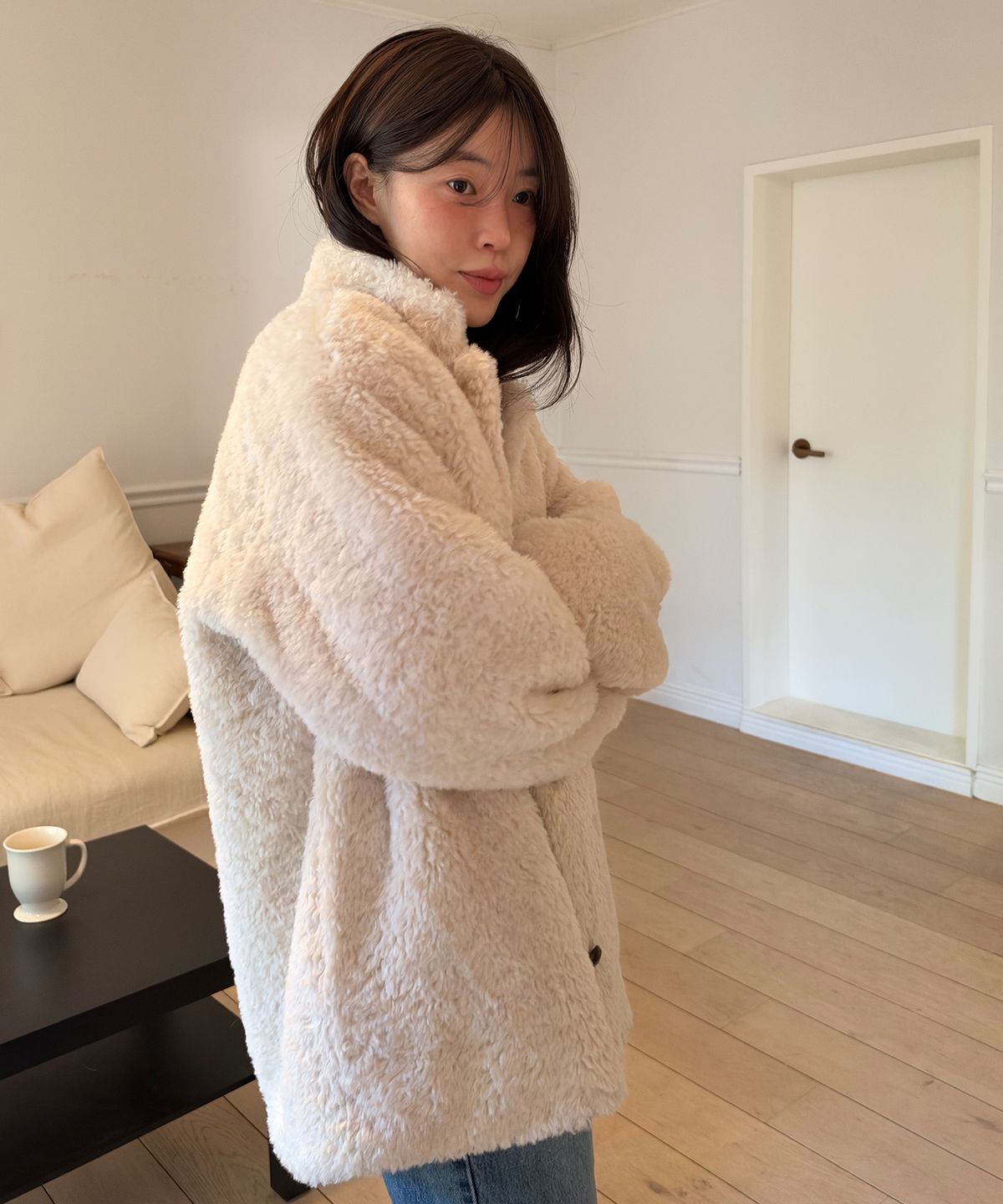 108파운드(108POUND) Bonnie Fur Half Coat_Ivory