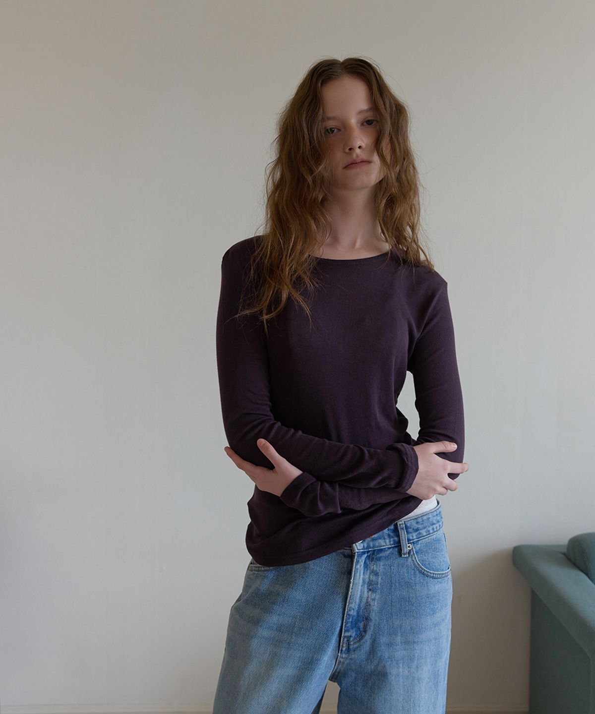 어패럴아카이브(APPAREL ARCHIVE) Fina tencel layered tee - Purple