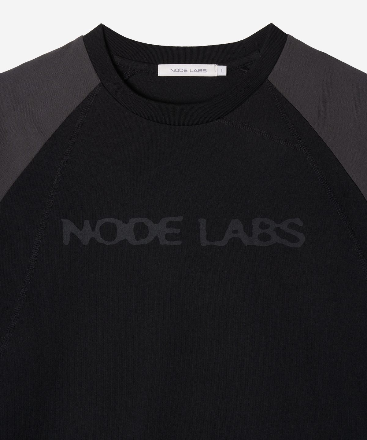 노드랩스(NODE LABS) DEV:12 슬래쉬 레이어드 배색 롱슬리브 티셔츠_블랙