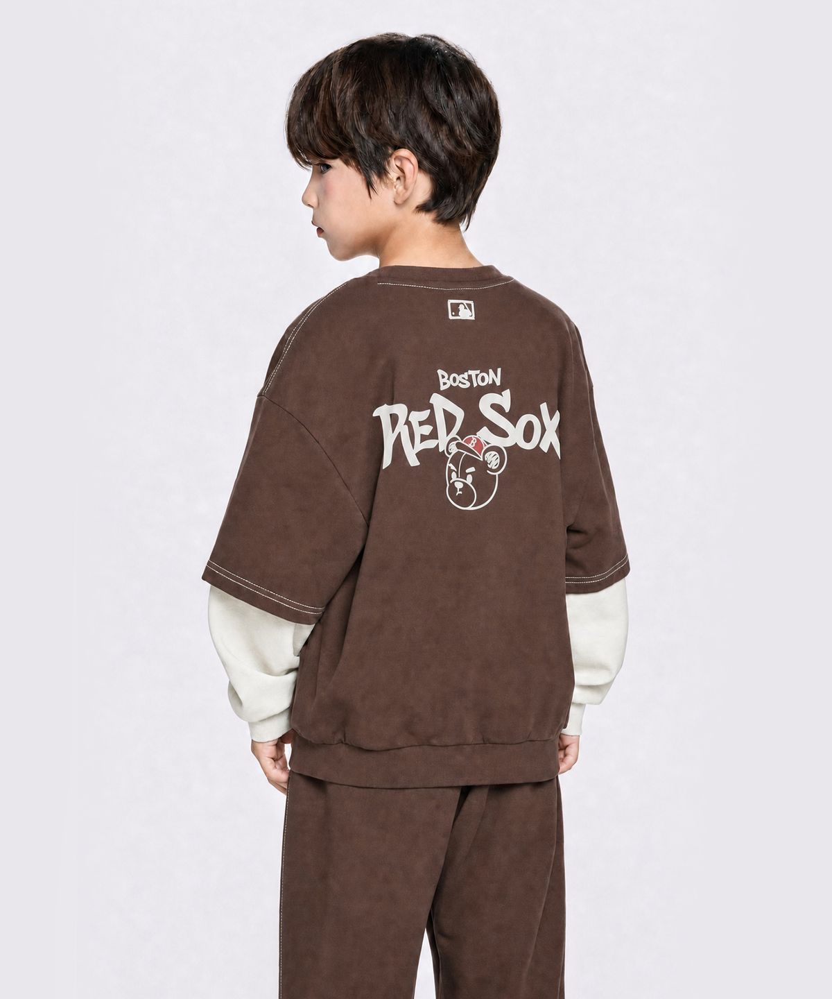 엠엘비 키즈(MLB KIDS) 스트릿 그래픽 레이어드 맨투맨 세트 BOS (Brown)