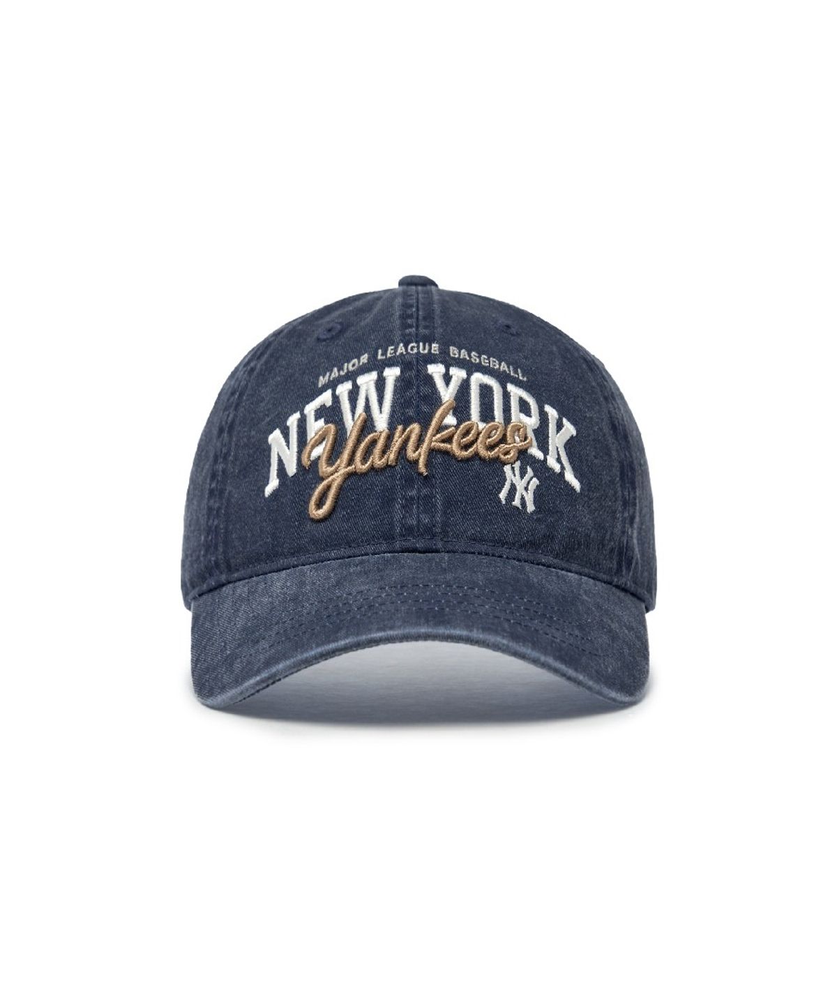 엠엘비 키즈(MLB KIDS) 컬시브 로고 워싱 볼캡 NY (Navy)