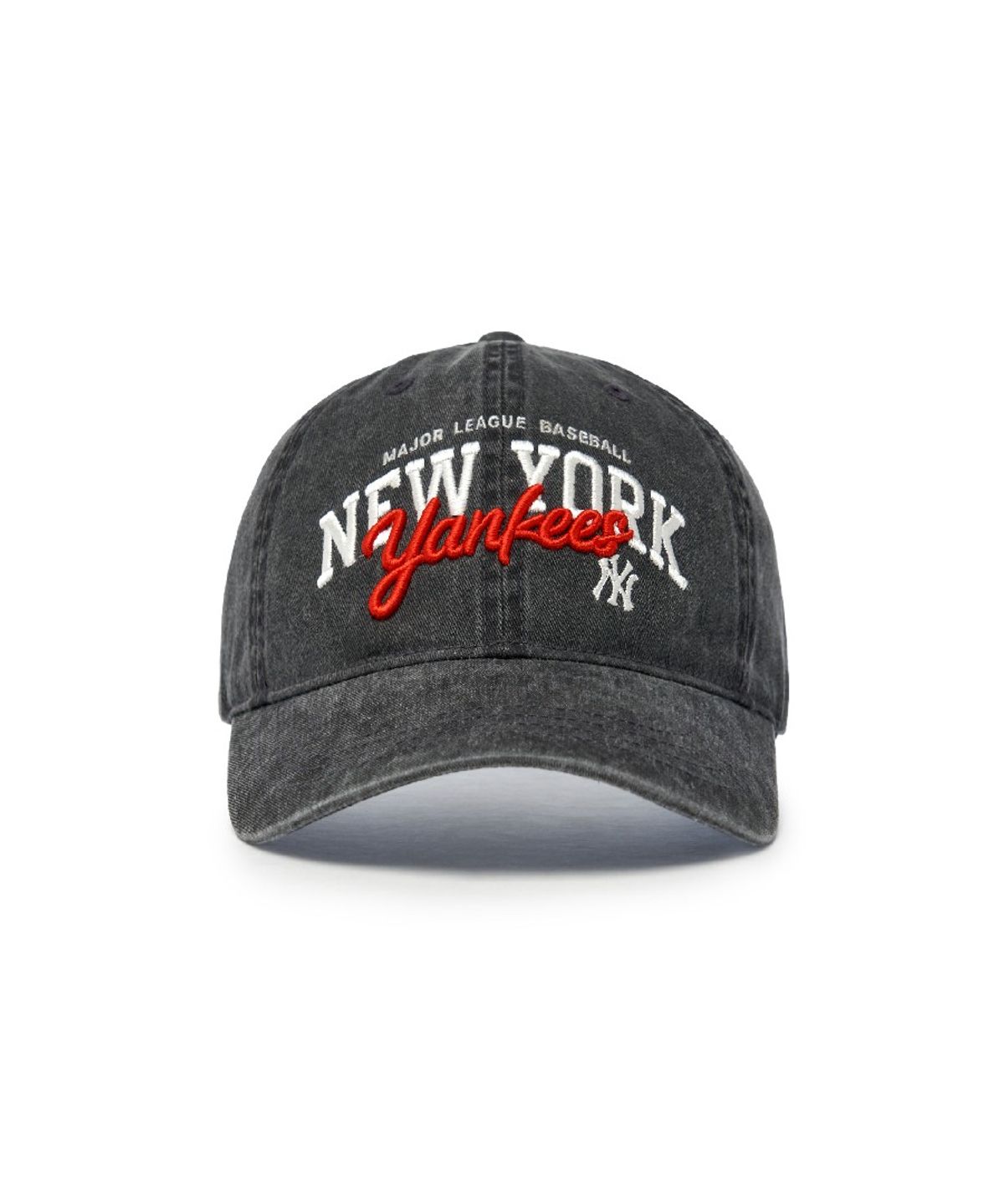 엠엘비 키즈(MLB KIDS) 컬시브 로고 워싱 볼캡 NY (Black)