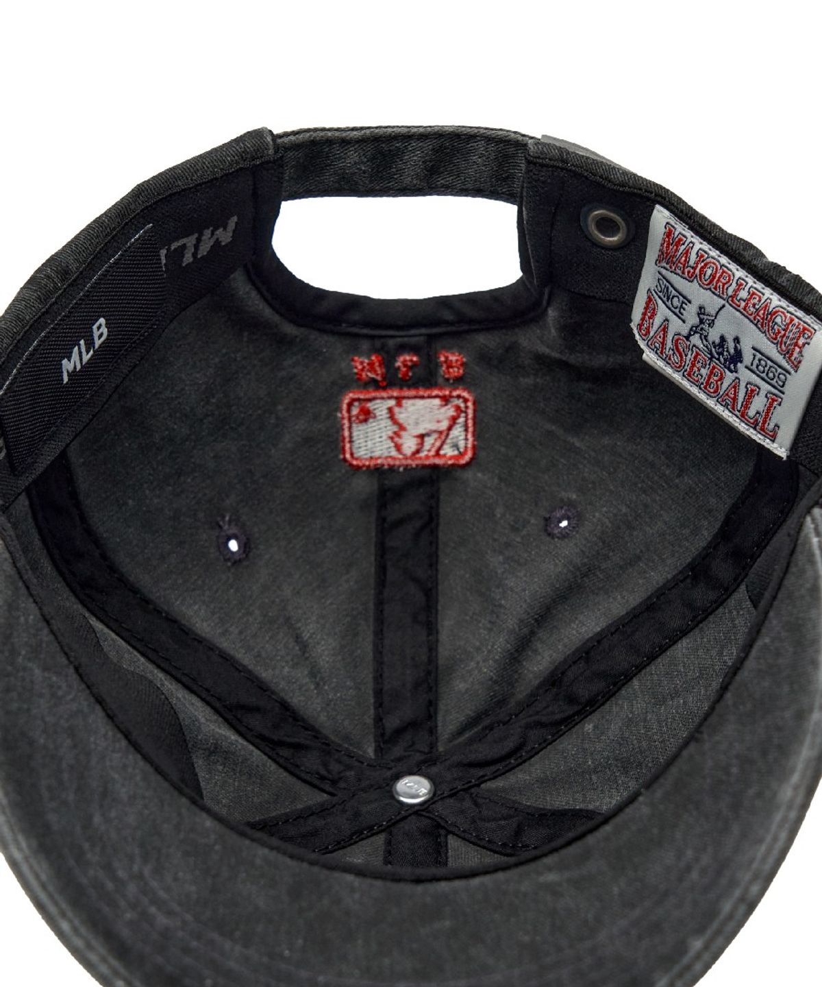엠엘비 키즈(MLB KIDS) 컬시브 로고 워싱 볼캡 NY (Black)
