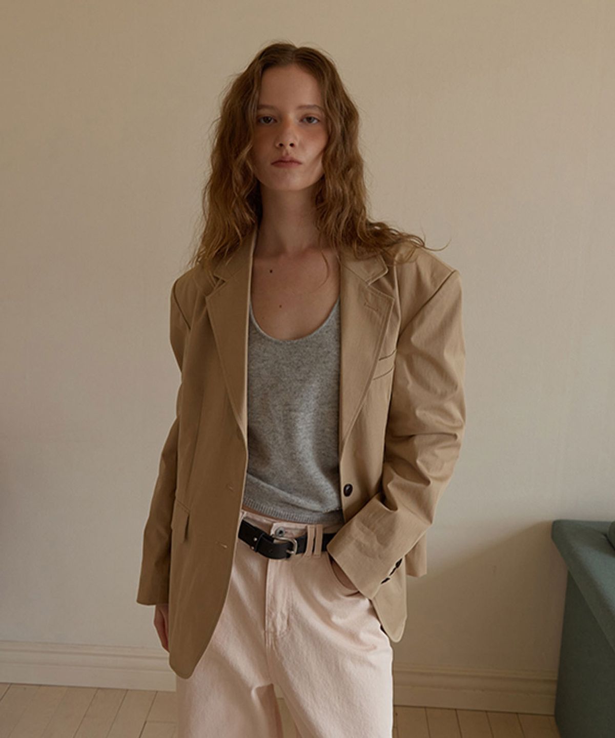 어패럴아카이브(APPAREL ARCHIVE) Rivlet single cotton jacket - Beige