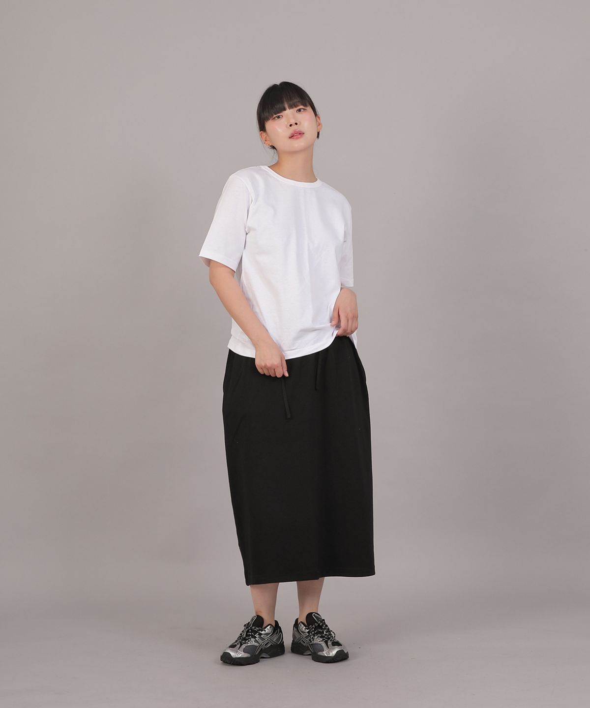 세인트크루(SAINTCREW) 소프트 에센셜 H라인 롱스커트 SEG-1310 블랙블랙