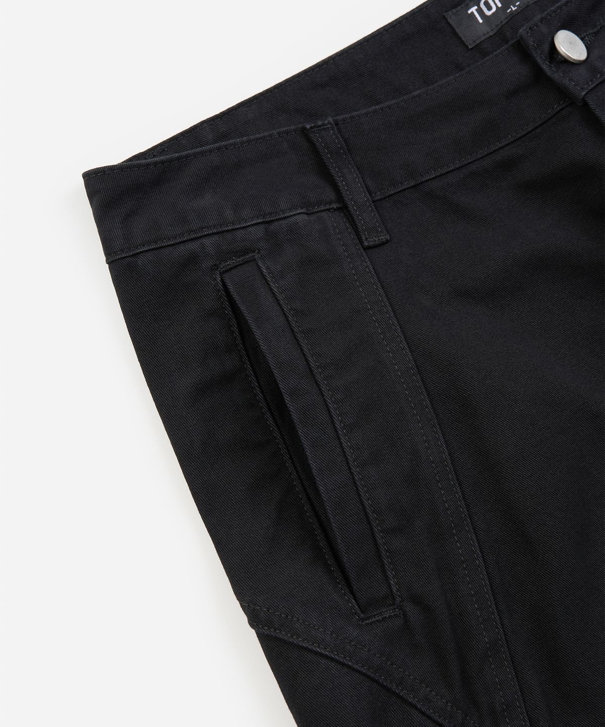 토피(TOFFEE) 커브드 절개 카고 팬츠 (BLACK)