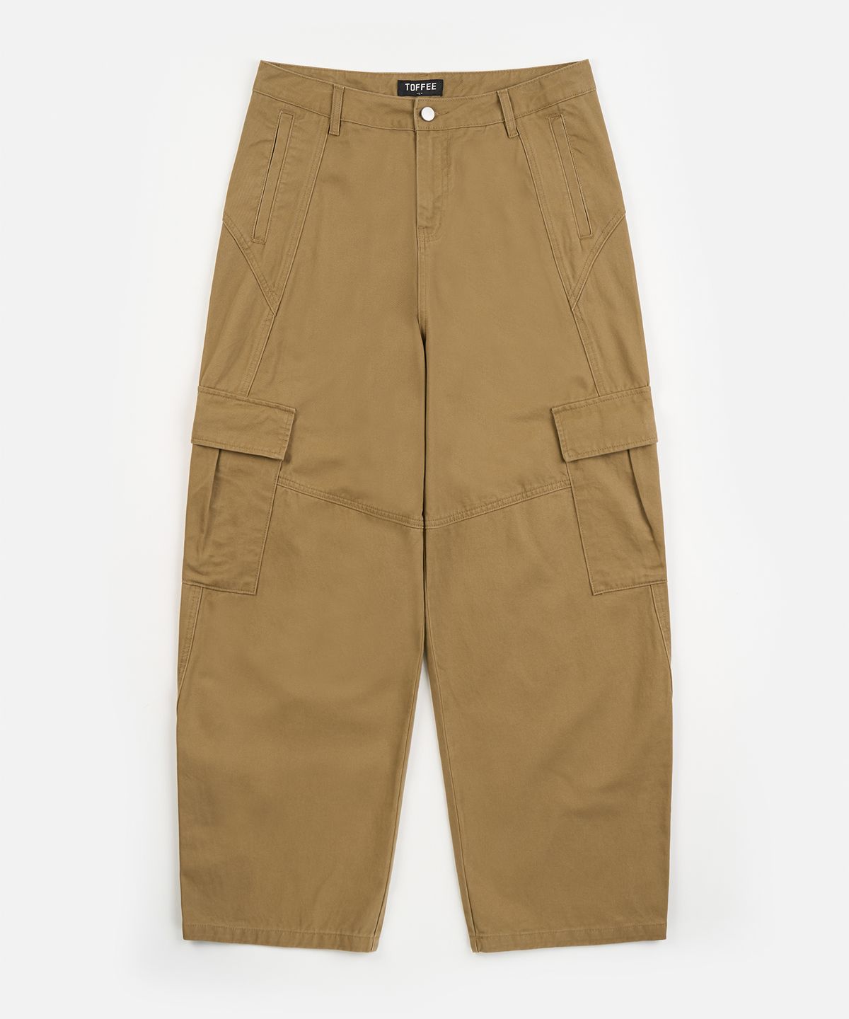 토피(TOFFEE) 커브드 절개 카고 팬츠 (BEIGE)