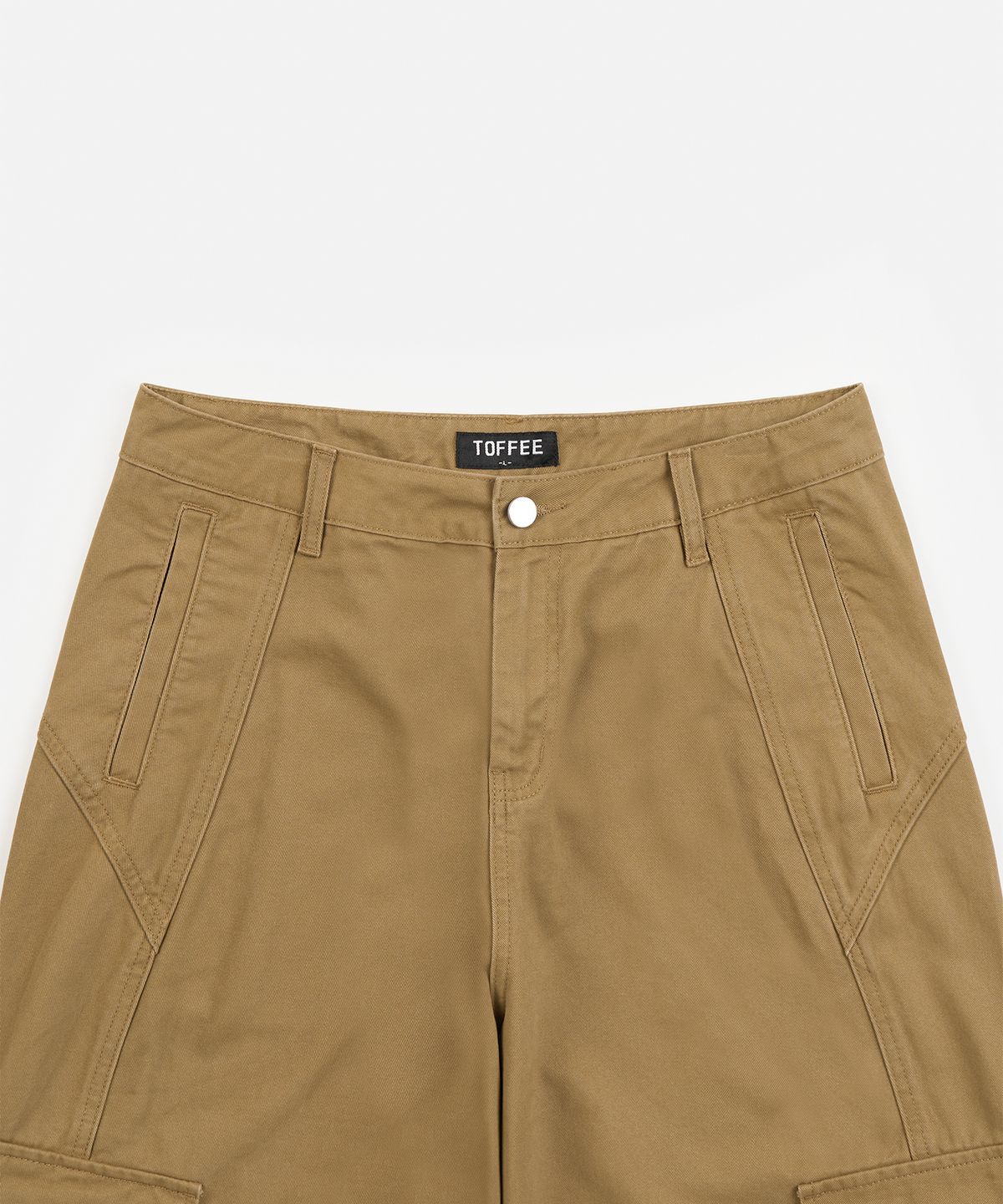 토피(TOFFEE) 커브드 절개 카고 팬츠 (BEIGE)