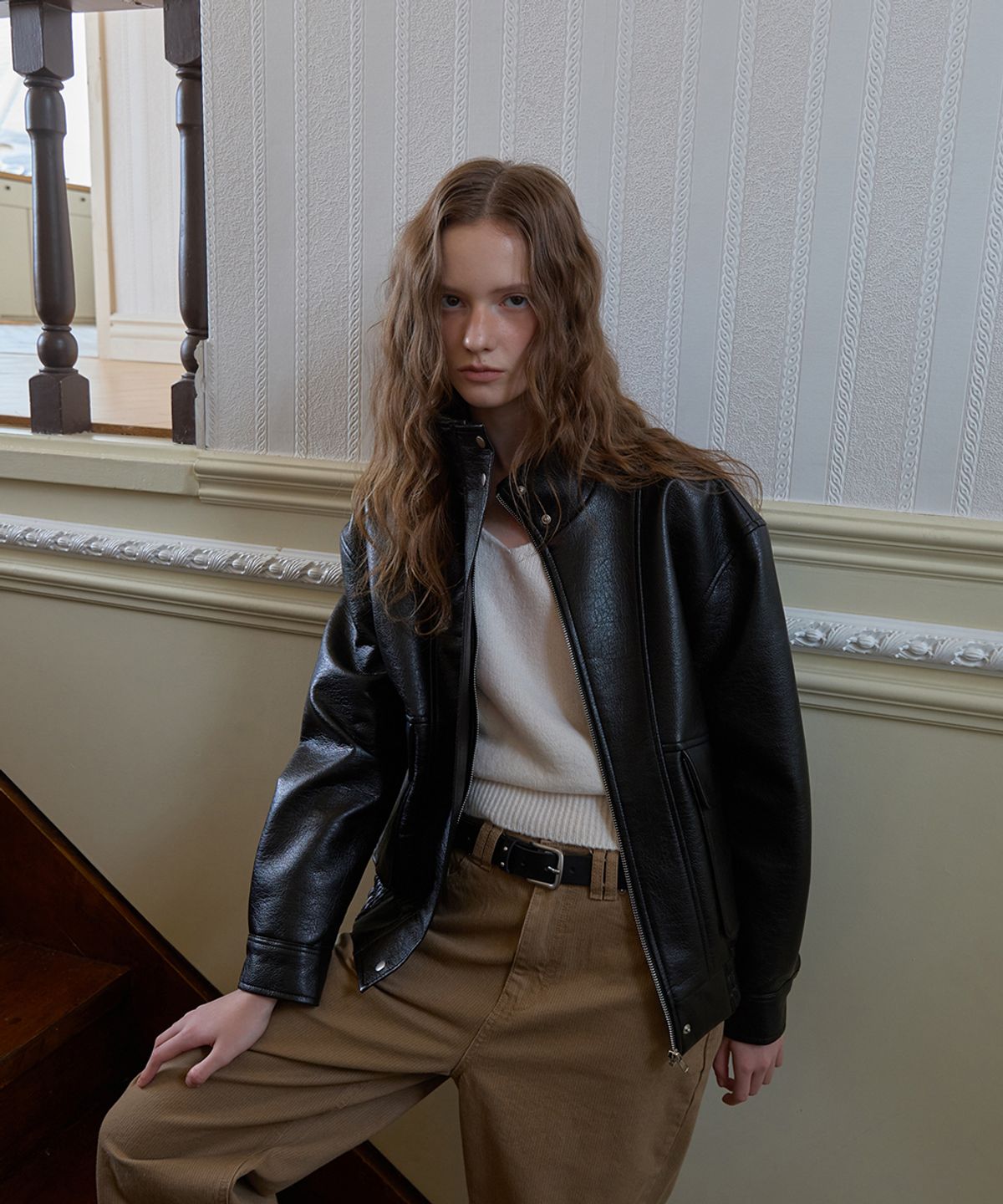 어패럴아카이브(APPAREL ARCHIVE) Vase leather blouson - Black