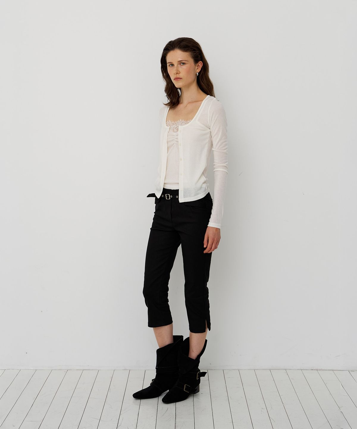스르비(SELEVER) Belted Capri Pants_2 Color
