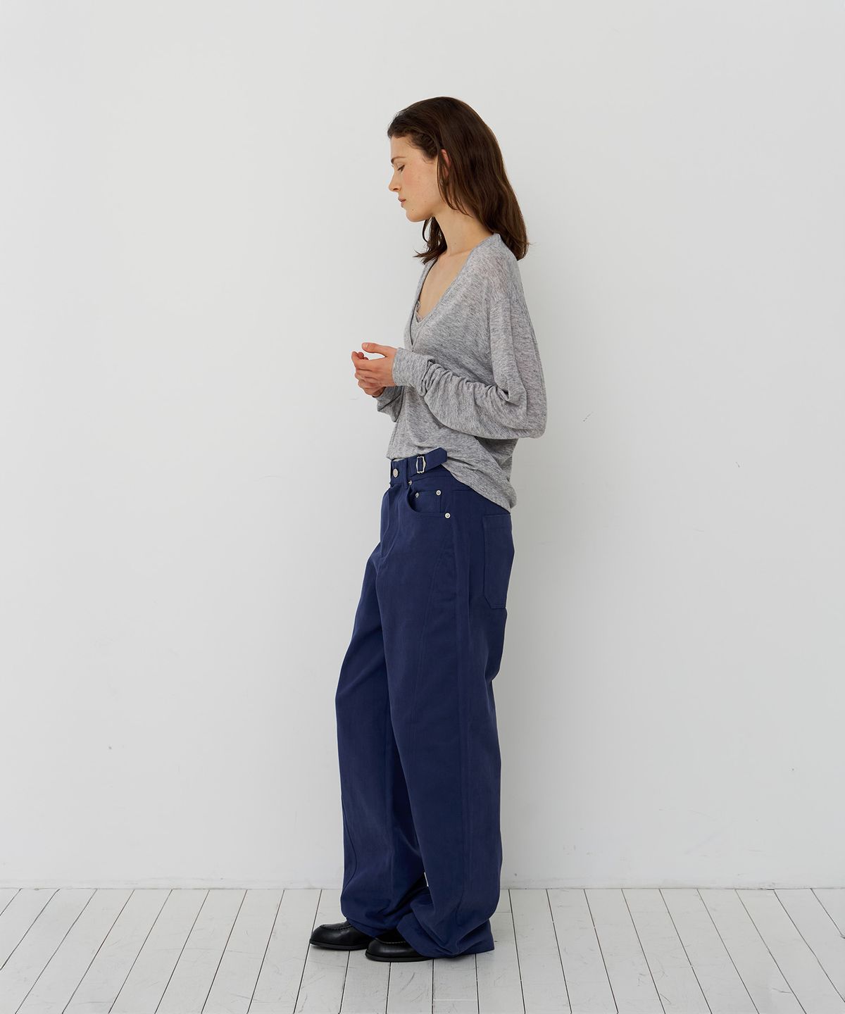 스르비(SELEVER) Buckle Washed Wide Pants_2 Color