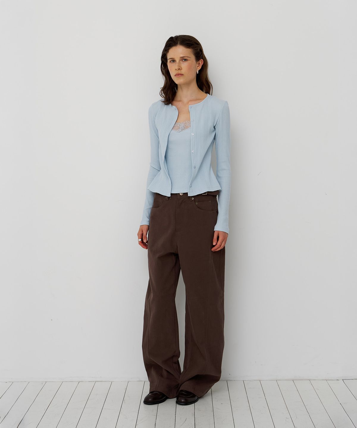 스르비(SELEVER) Buckle Washed Wide Pants_2 Color