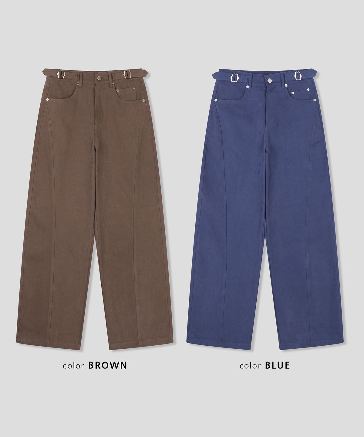 스르비(SELEVER) Buckle Washed Wide Pants_2 Color
