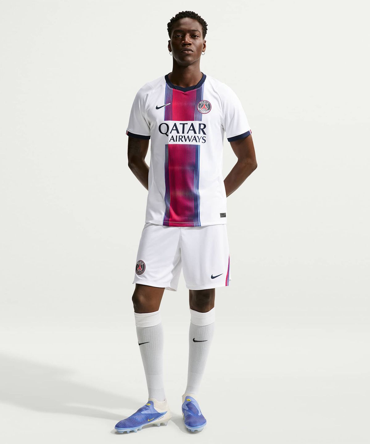 나이키(NIKE) 파리 생제르맹 2026/27 스타디움 어웨이 드라이 핏 축구 레플리카 저지 M - 화이트:칼리지 네이비:글로벌 레드:칼리지 네이비 / II1924-101