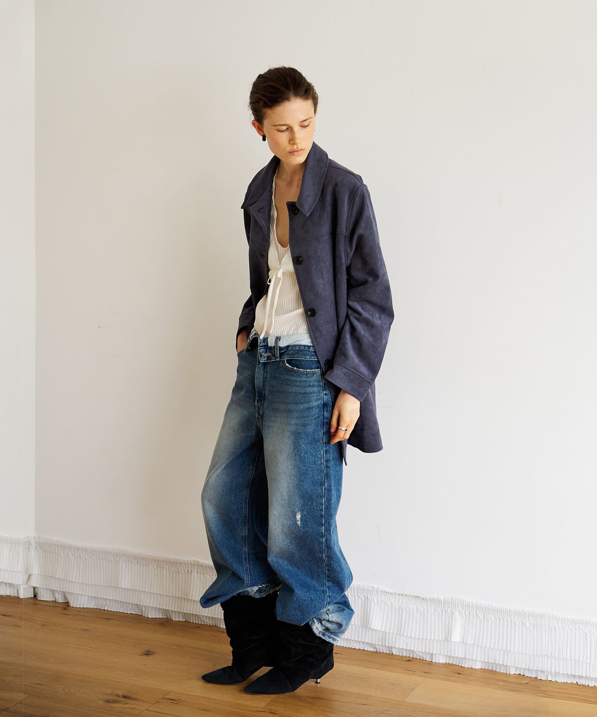스르비(SELEVER) Dusk Suede Half Coat_2 Color