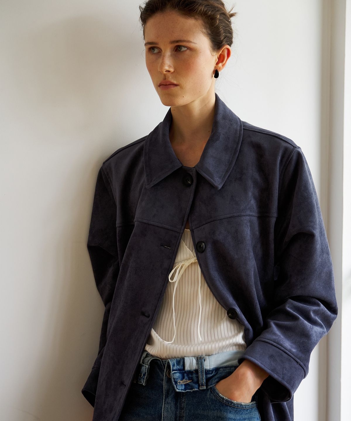 스르비(SELEVER) Dusk Suede Half Coat_2 Color