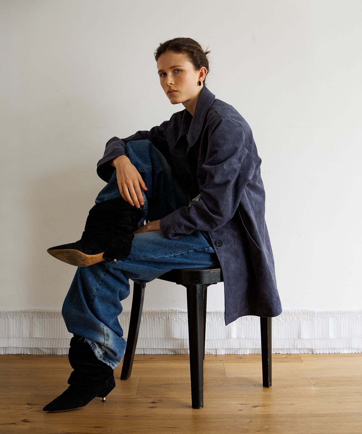 스르비(SELEVER) Dusk Suede Half Coat_2 Color