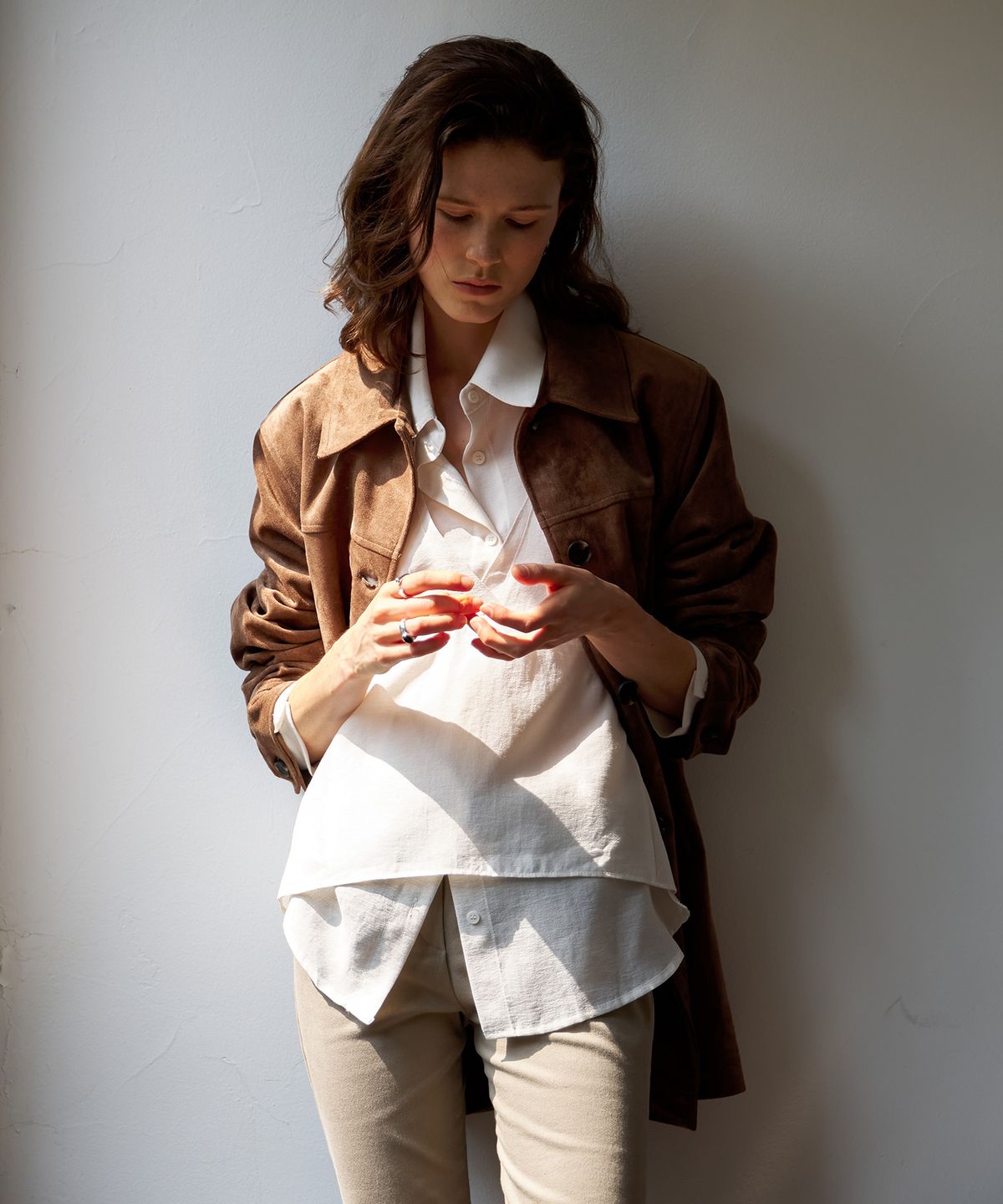 스르비(SELEVER) Dusk Suede Half Coat_2 Color