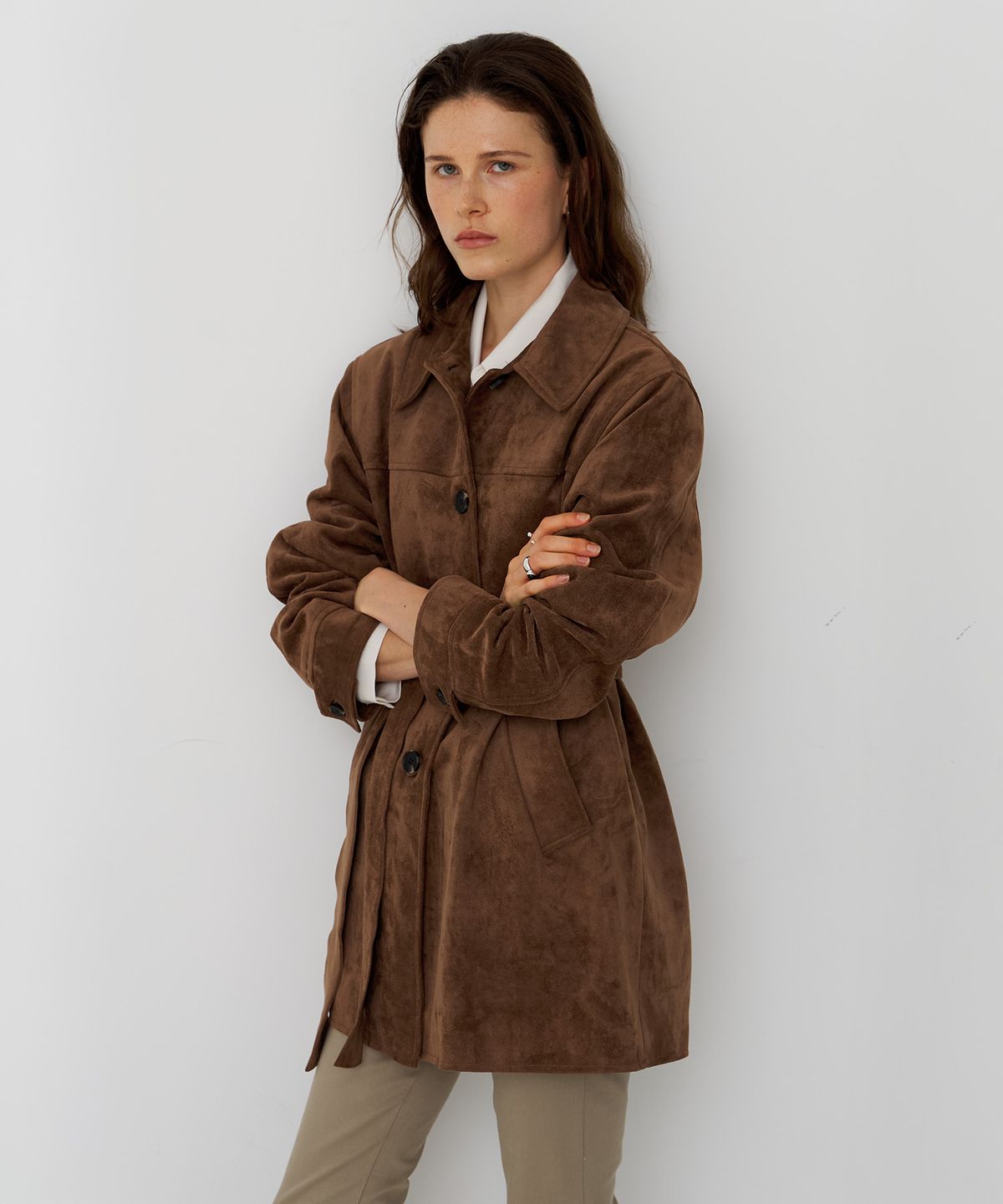 스르비(SELEVER) Dusk Suede Half Coat_2 Color