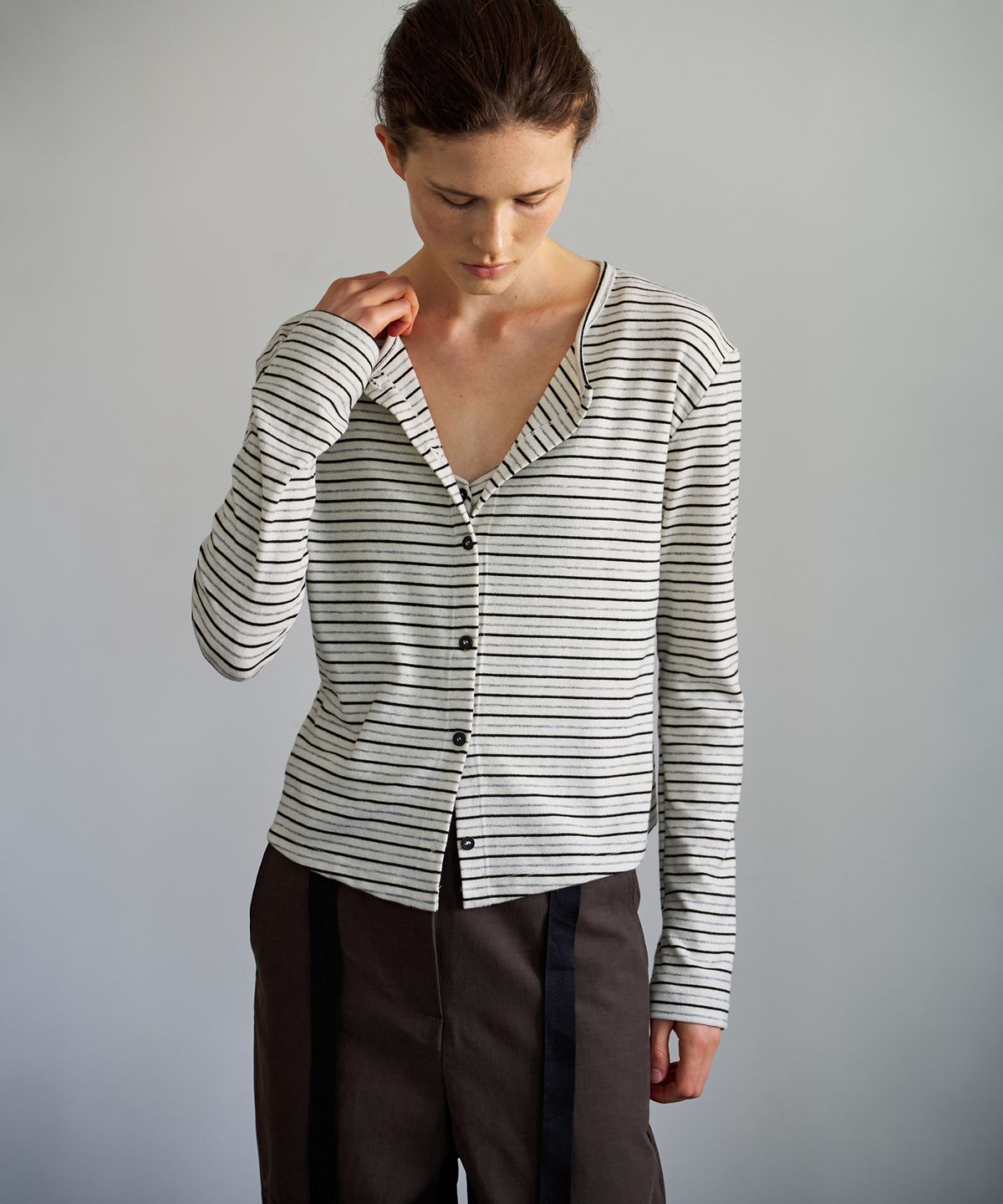 스르비(SELEVER) Nope Stripe Cardigan_3 Color