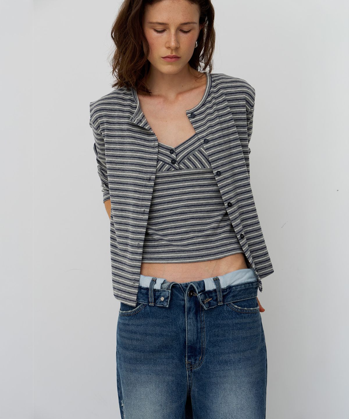 스르비(SELEVER) Nope Stripe Cardigan_3 Color