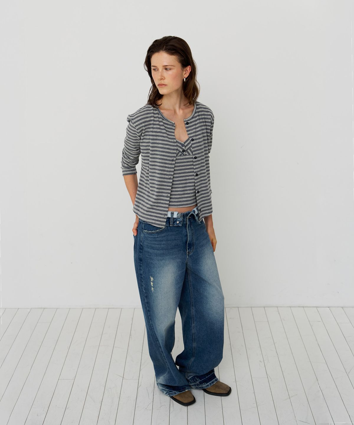 스르비(SELEVER) Nope Stripe Cardigan_3 Color