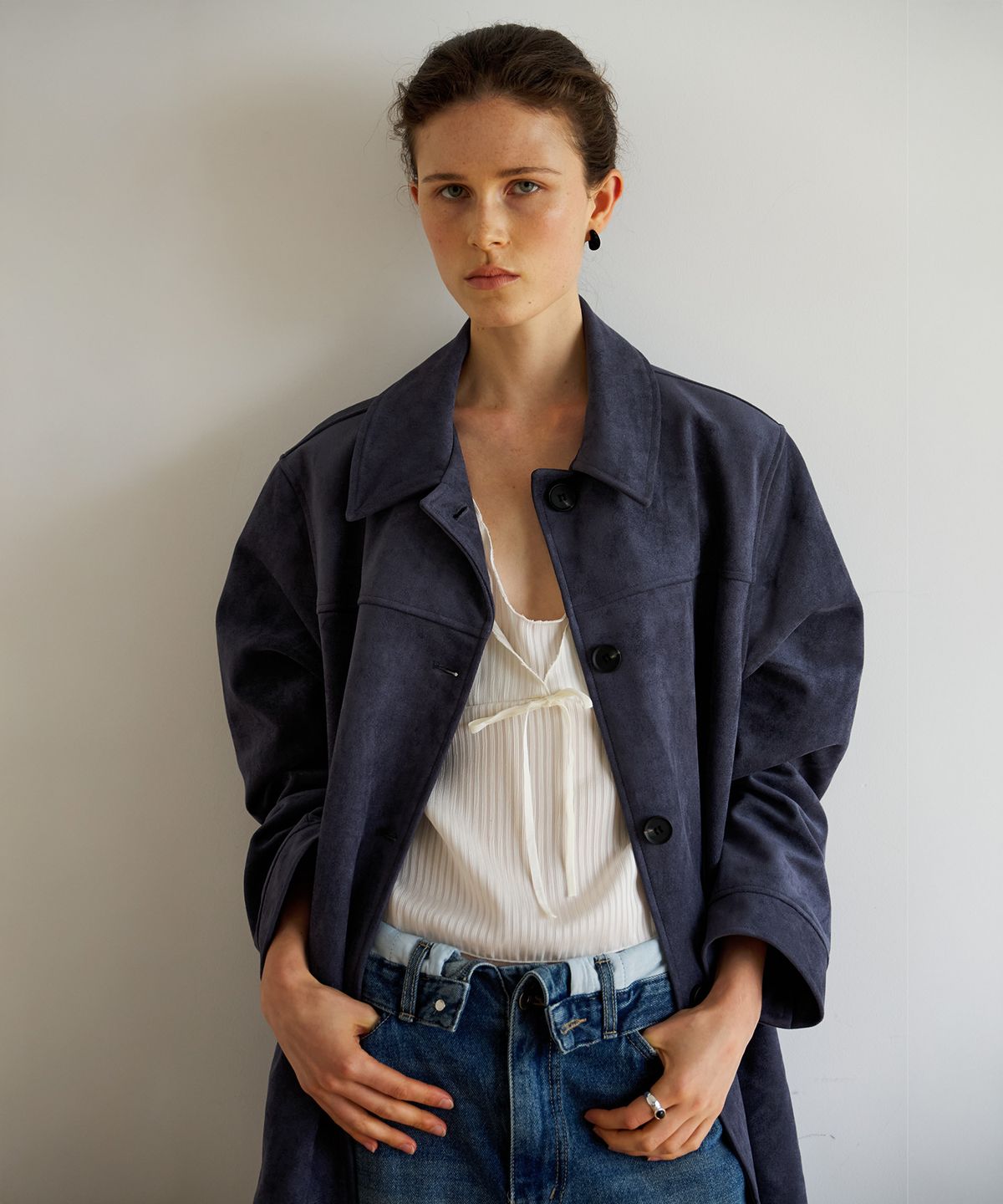 스르비(SELEVER) Fold Over Wide Denim Pants