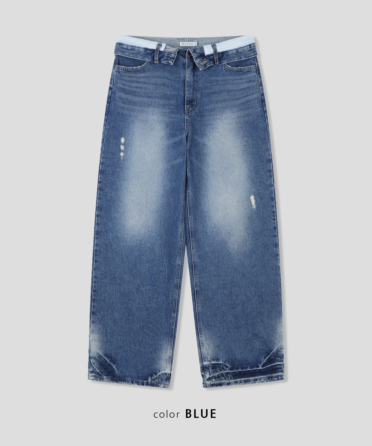 스르비(SELEVER) Fold Over Wide Denim Pants