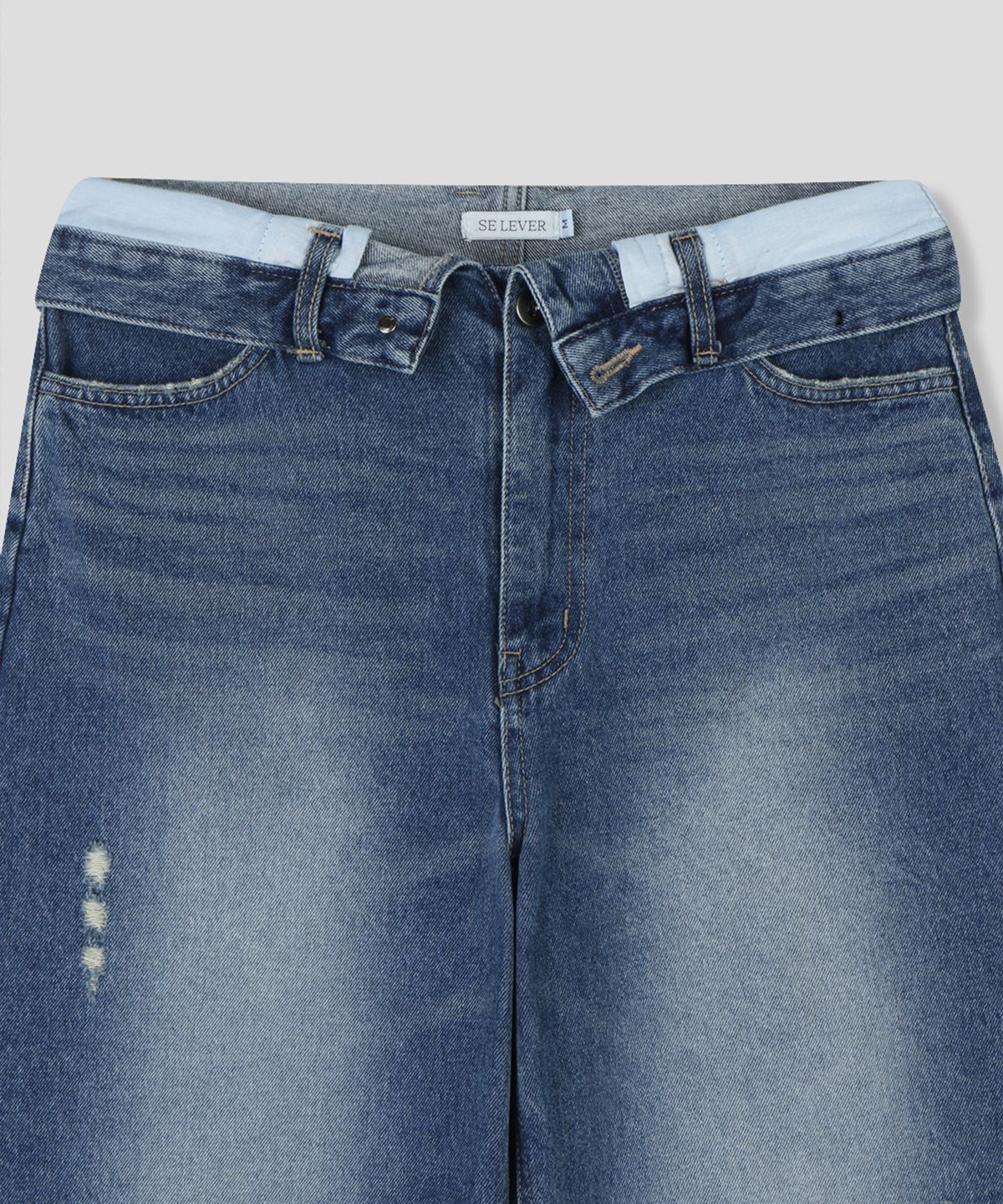 스르비(SELEVER) Fold Over Wide Denim Pants