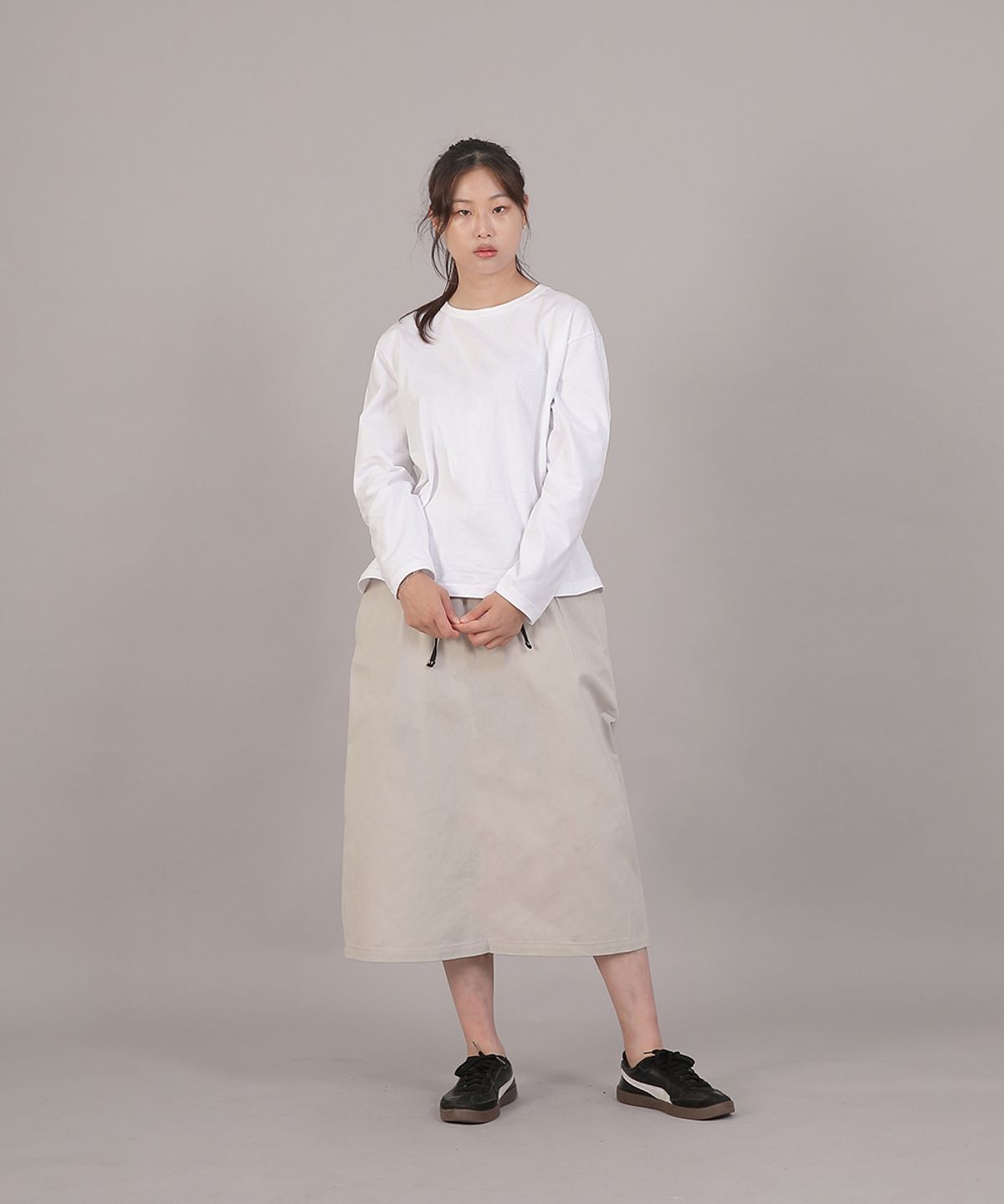 세인트크루(SAINTCREW) 포켓리스 H라인 와이드 롱스커트 PLL-1311 오트밀