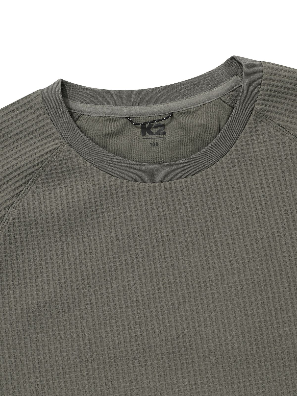 케이투(K2) FLYHIKE 테크 와플 라운드 티셔츠_DARK KHAKI GREY