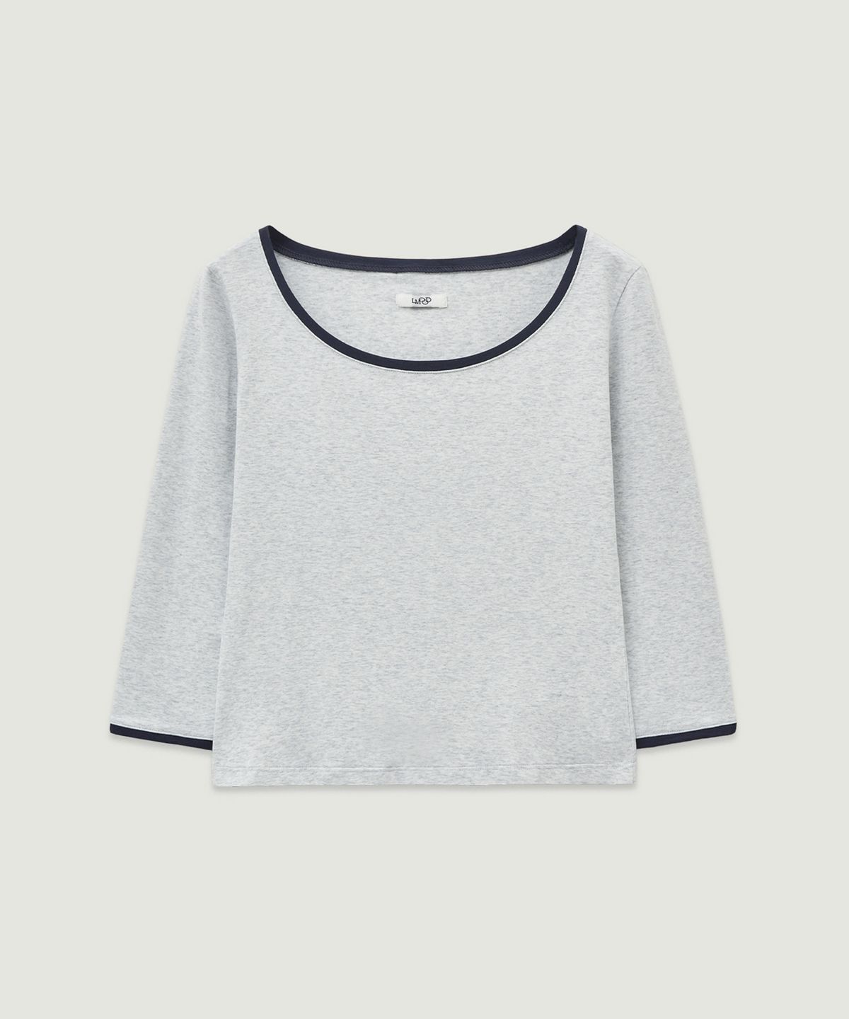 엘무드 우먼(LMOOD WOMEN) DOLLY Three Quarter Ringer T-Shirt Light Grey