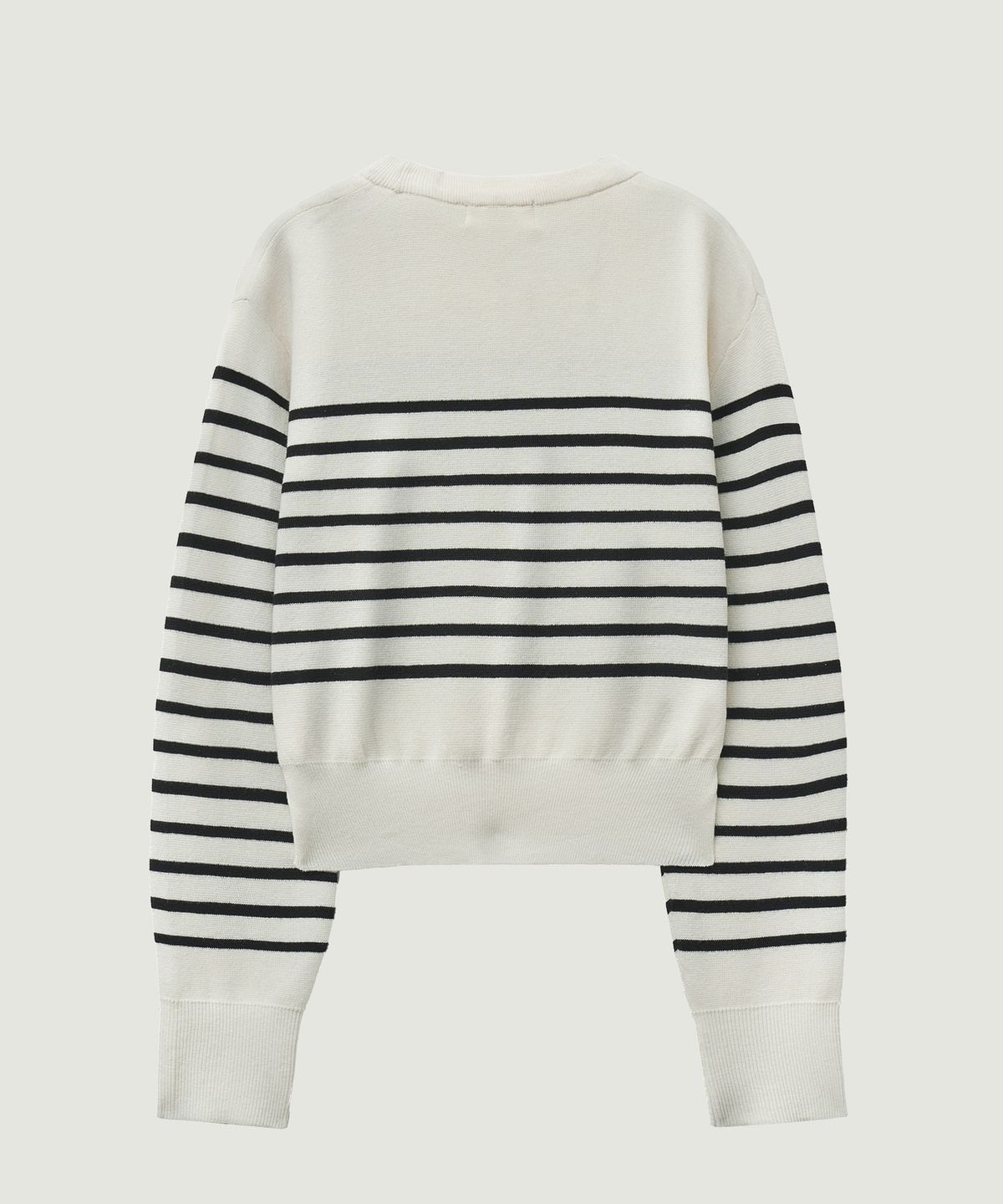 엘무드 우먼(LMOOD WOMEN) MARINE Wool Cotton Stripe Pullover Knit Off White
