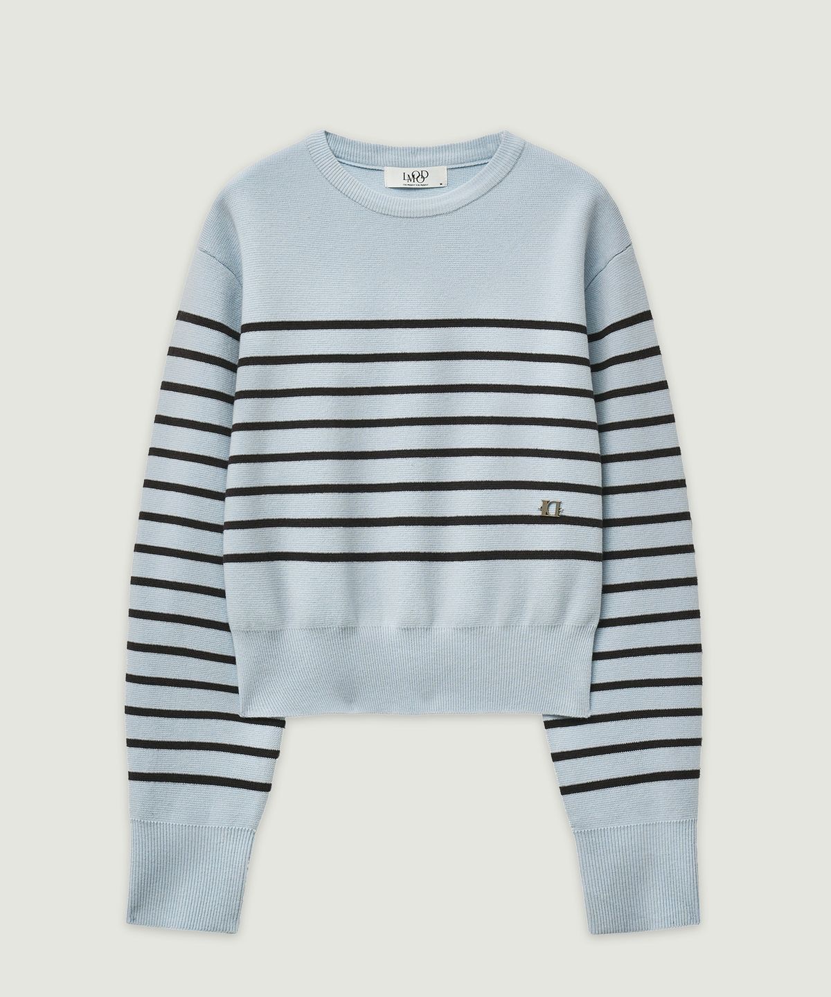 엘무드 우먼(LMOOD WOMEN) MARINE Wool Cotton Stripe Pullover Knit Sky Blue