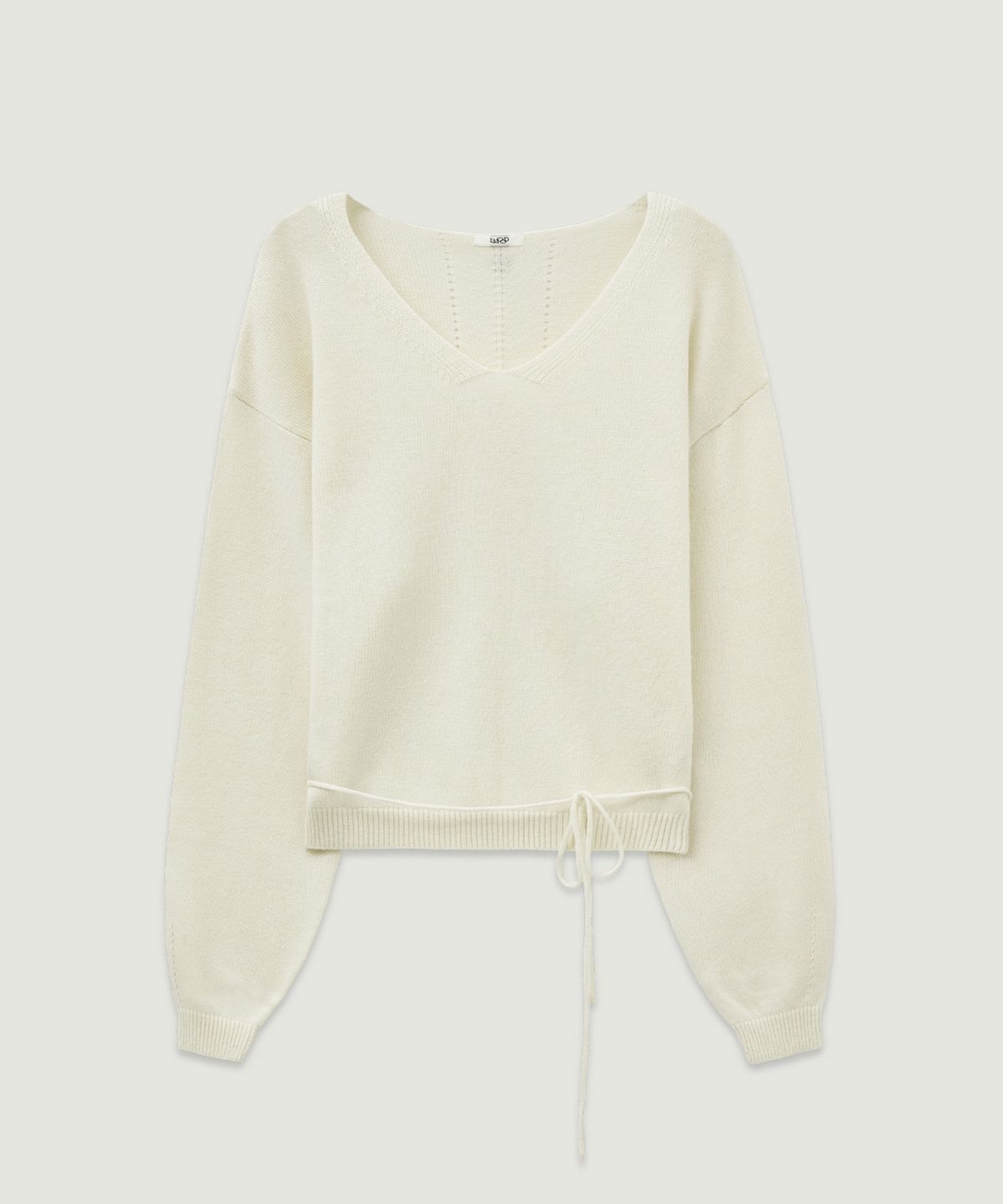 엘무드 우먼(LMOOD WOMEN) COZY Merino Wool Deep V Neck Pullover Knit Ivory