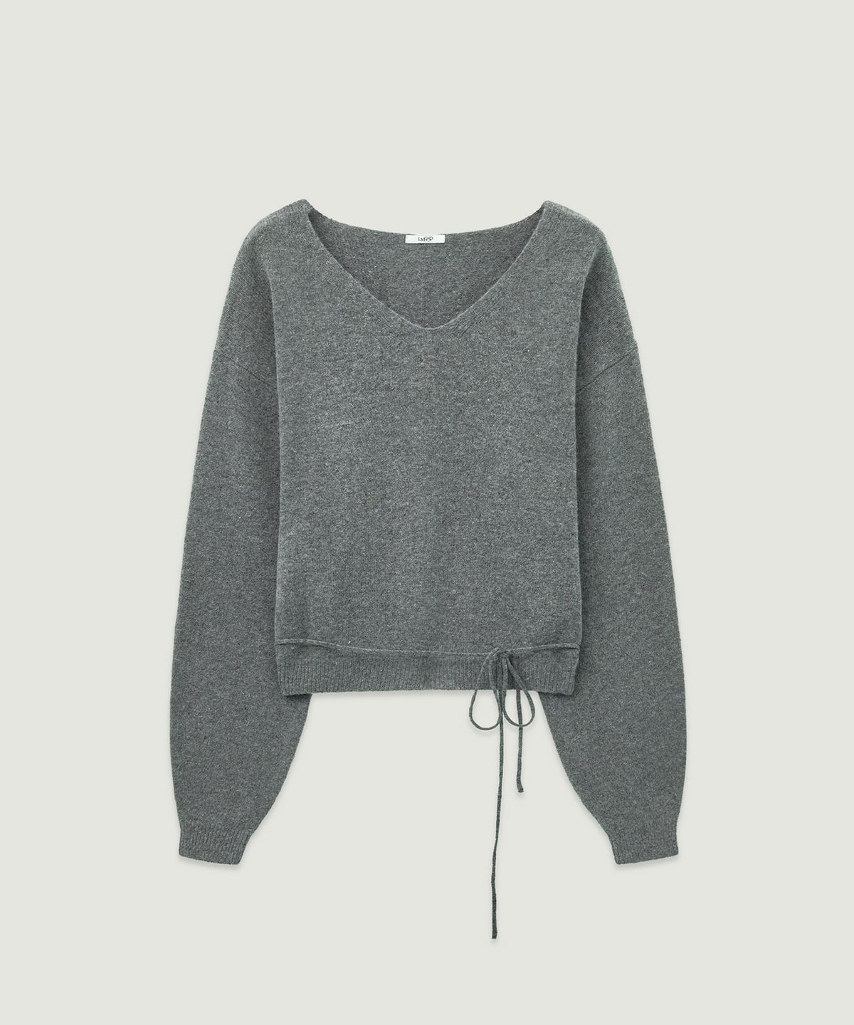엘무드 우먼(LMOOD WOMEN) COZY Merino Wool Deep V Neck Pullover Knit Melange Grey
