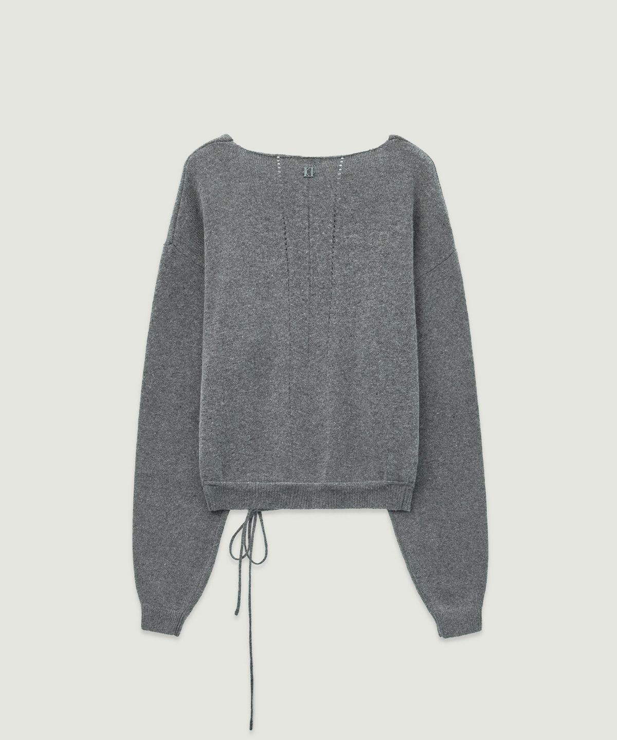 엘무드 우먼(LMOOD WOMEN) COZY Merino Wool Deep V Neck Pullover Knit Melange Grey