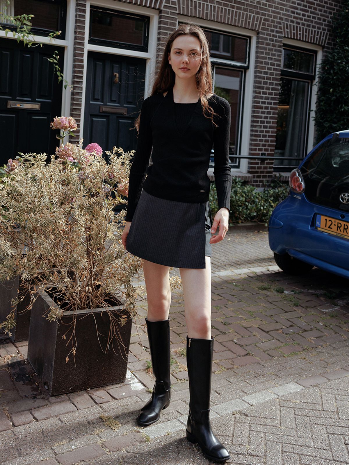 랭앤루(LANGNLU) PRIDA Wrap Shorts(프리다)_CHARCOAL