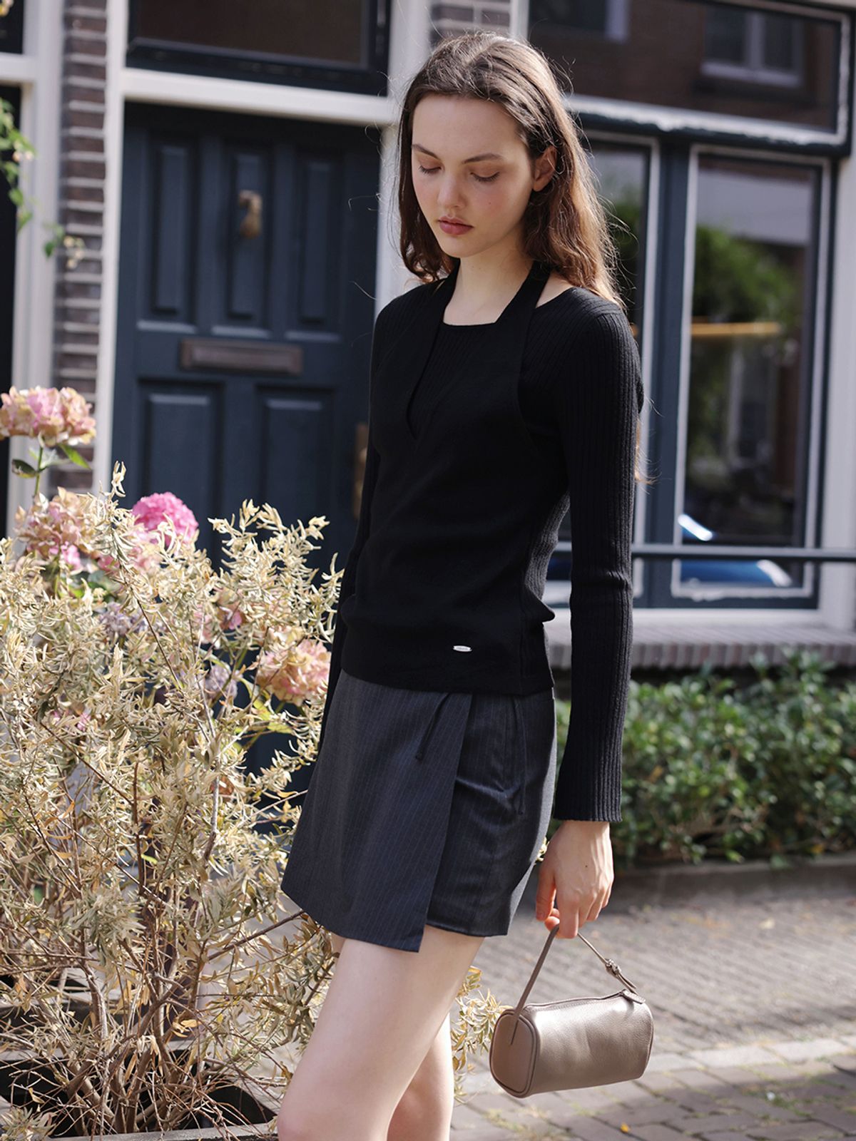 랭앤루(LANGNLU) PRIDA Wrap Shorts(프리다)_CHARCOAL